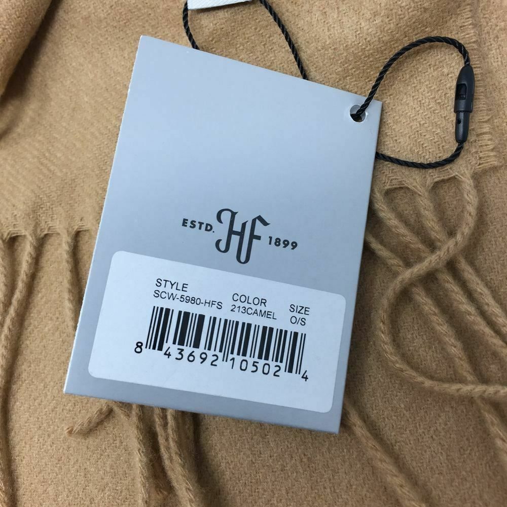NWT Hickey Freeman New York 100% Cashmere Scarf Camel Fringe Warm Winter $179 - Picture 4 of 4